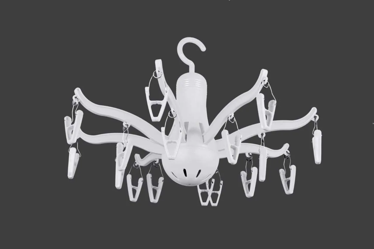 0229 -8-Claw Octopus Hanging Dryer 16 Clothes pegs, Simple to fold up and Put Away
