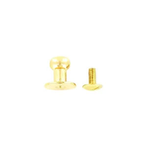 12mm, Brass, Flat Top Collar Button Stud with Screw, Solid Brass, #P-2391-SB