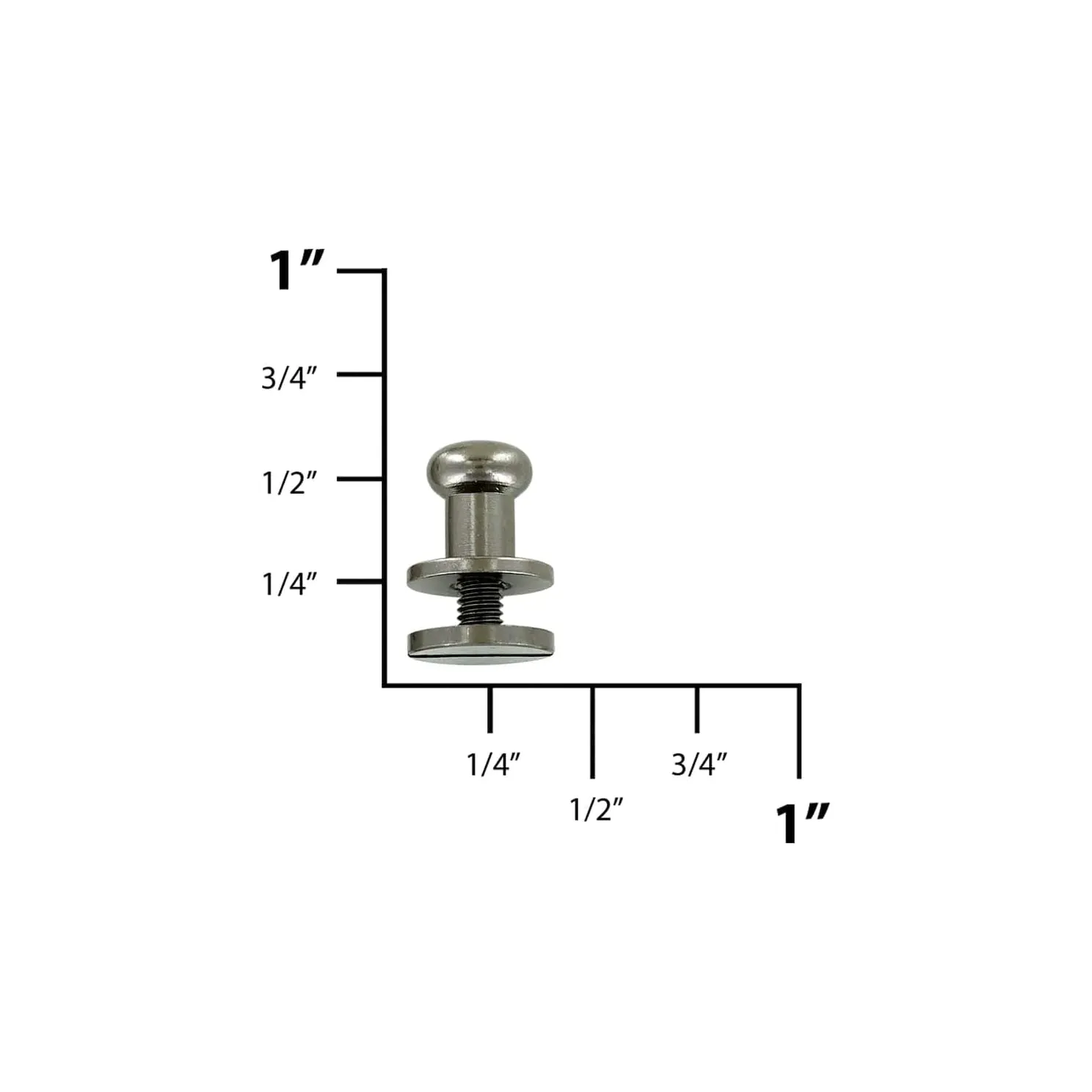 9mm, Gunmetal, Round Top Collar Button Stud with Screw, Solid Brass, #P-2134-GUNM