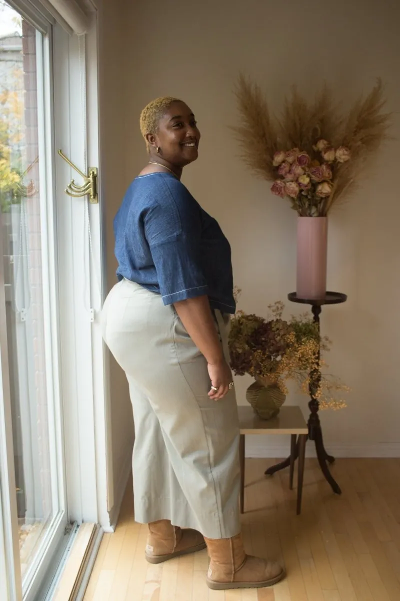 Amanda Moss Breezy Easy V Top (Denim)