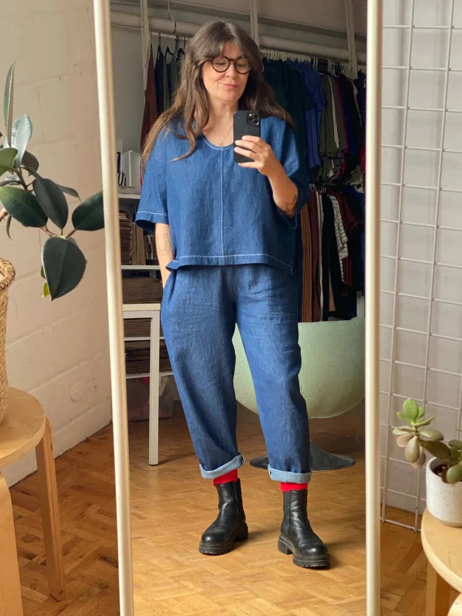 Amanda Moss Breezy Easy V Top (Denim)