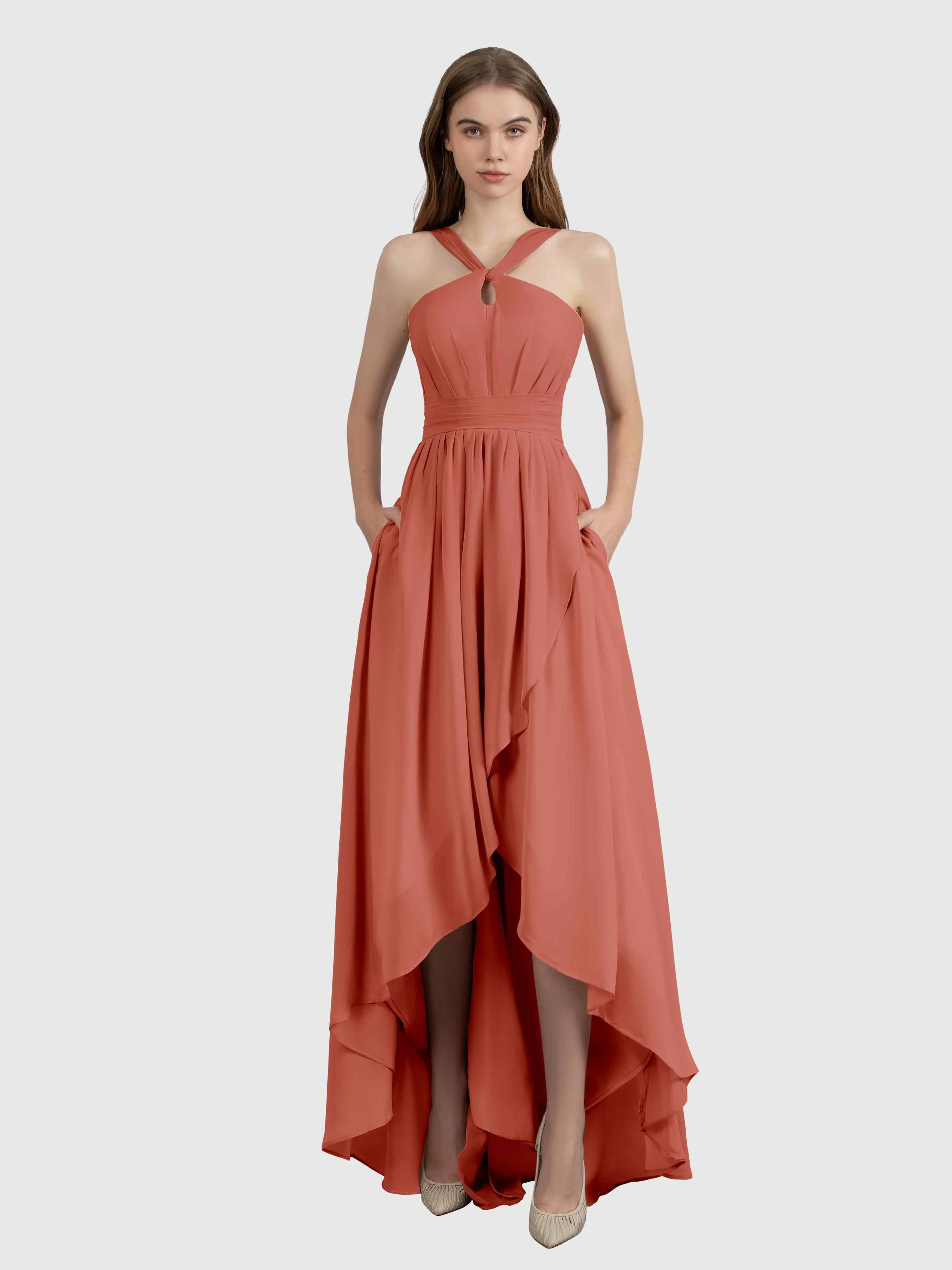 Avabelle Stylish Halter Sleeveless Bridesmaid Dresses