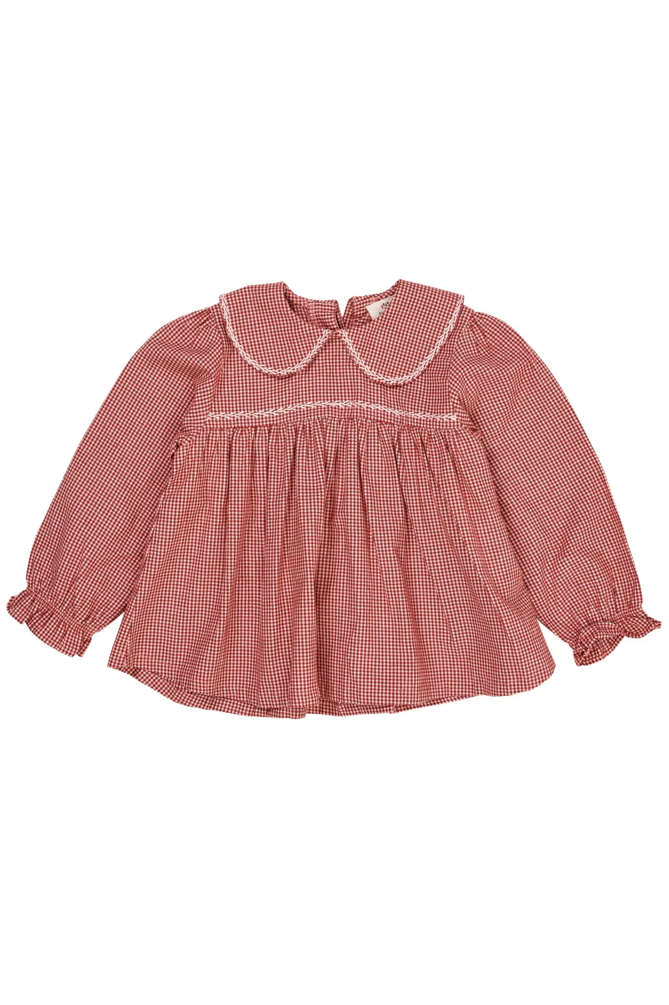CHECK BLOUSE W. COLLAR - RED CHECK COMBI