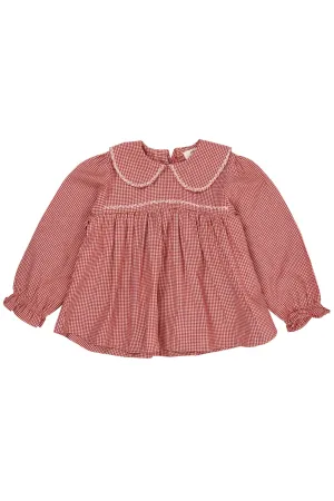 CHECK BLOUSE W. COLLAR - RED CHECK COMBI