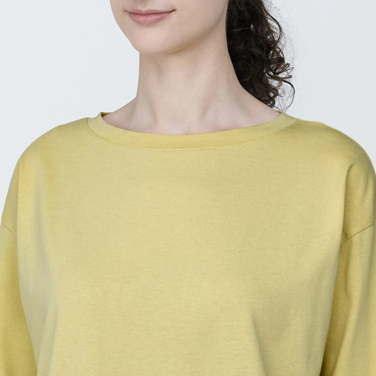 Cotton Jersey Boatneck 3/4 Sleeve T-Shirt