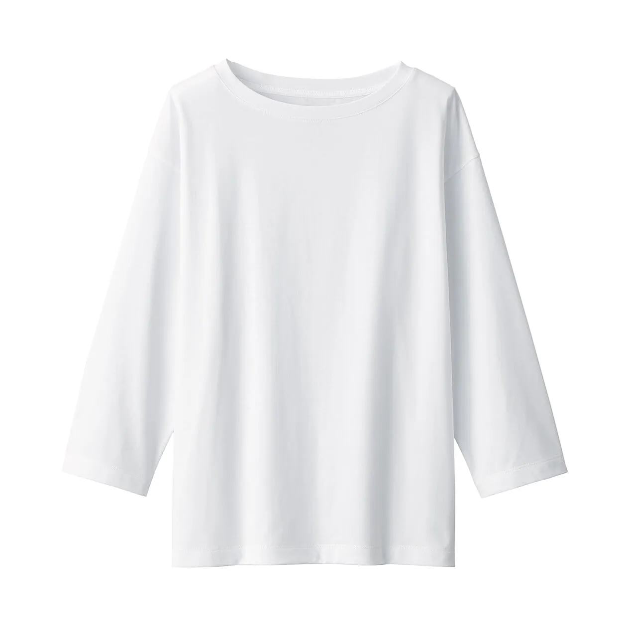 Cotton Jersey Boatneck 3/4 Sleeve T-Shirt