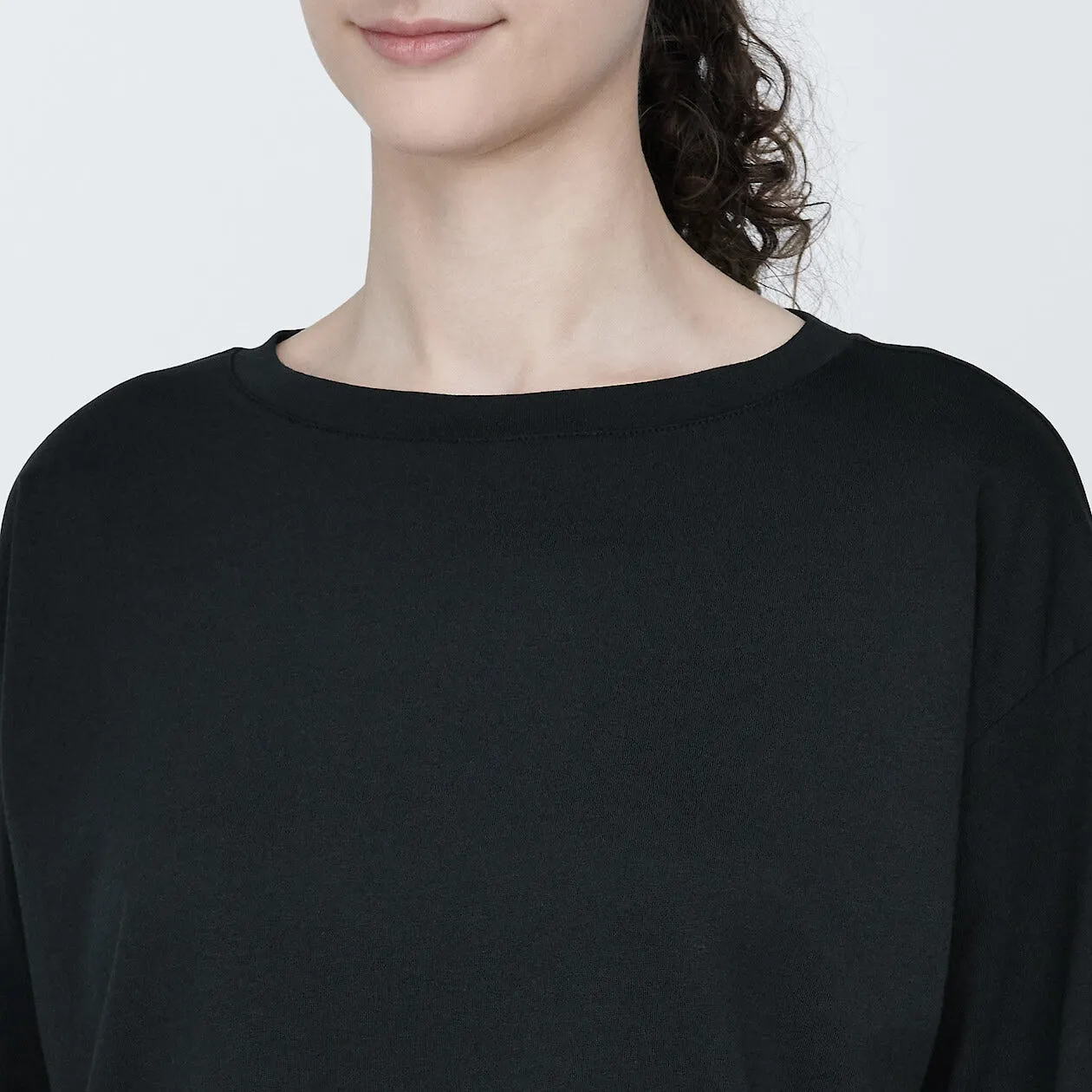 Cotton Jersey Boatneck 3/4 Sleeve T-Shirt