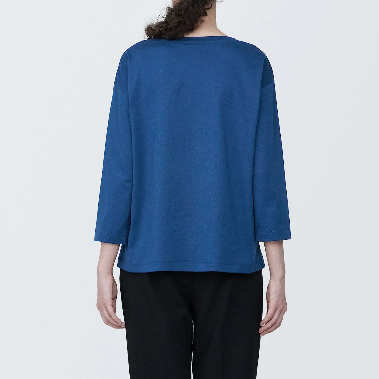 Cotton Jersey Boatneck 3/4 Sleeve T-Shirt