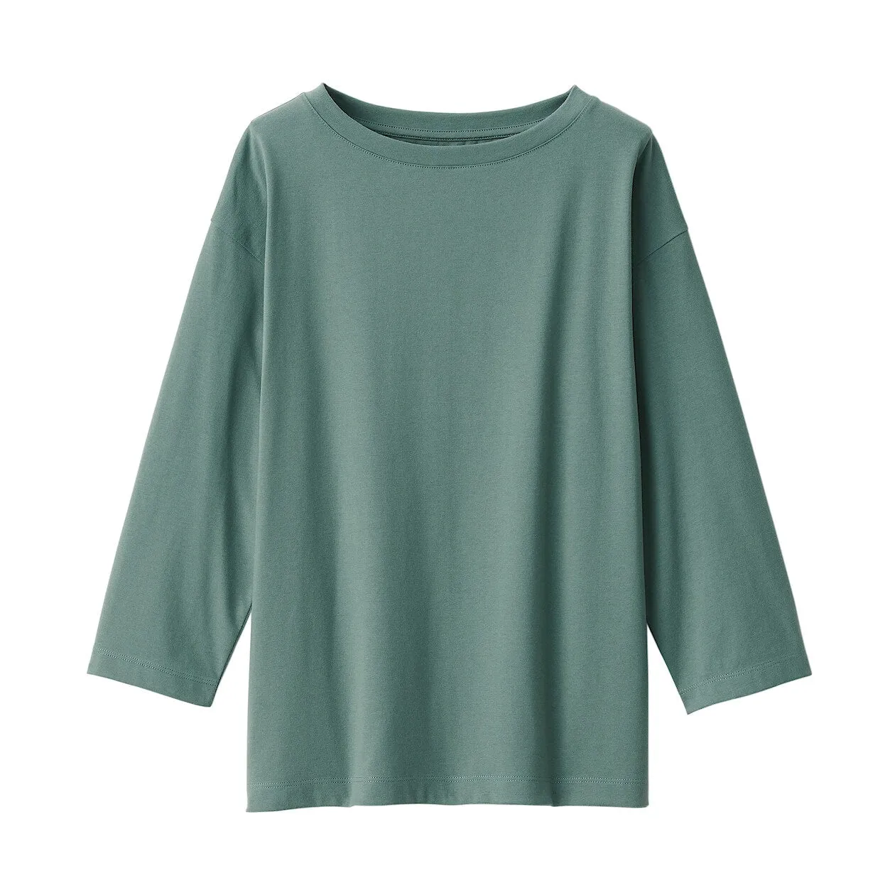 Cotton Jersey Boatneck 3/4 Sleeve T-Shirt