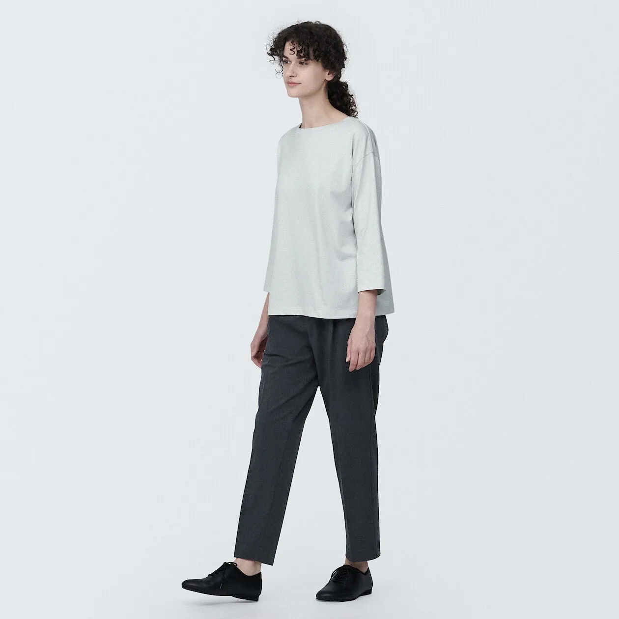 Cotton Jersey Boatneck 3/4 Sleeve T-Shirt