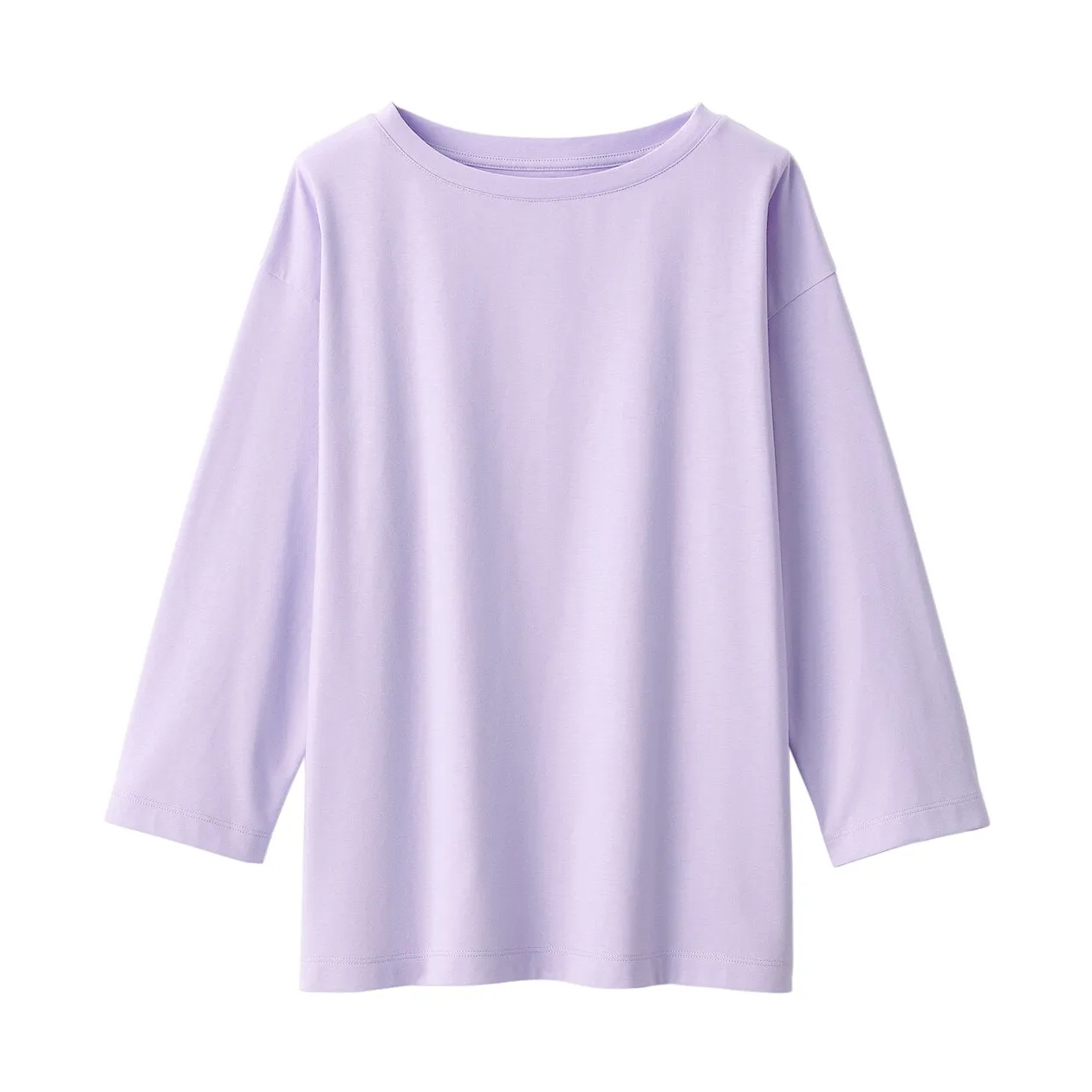 Cotton Jersey Boatneck 3/4 Sleeve T-Shirt