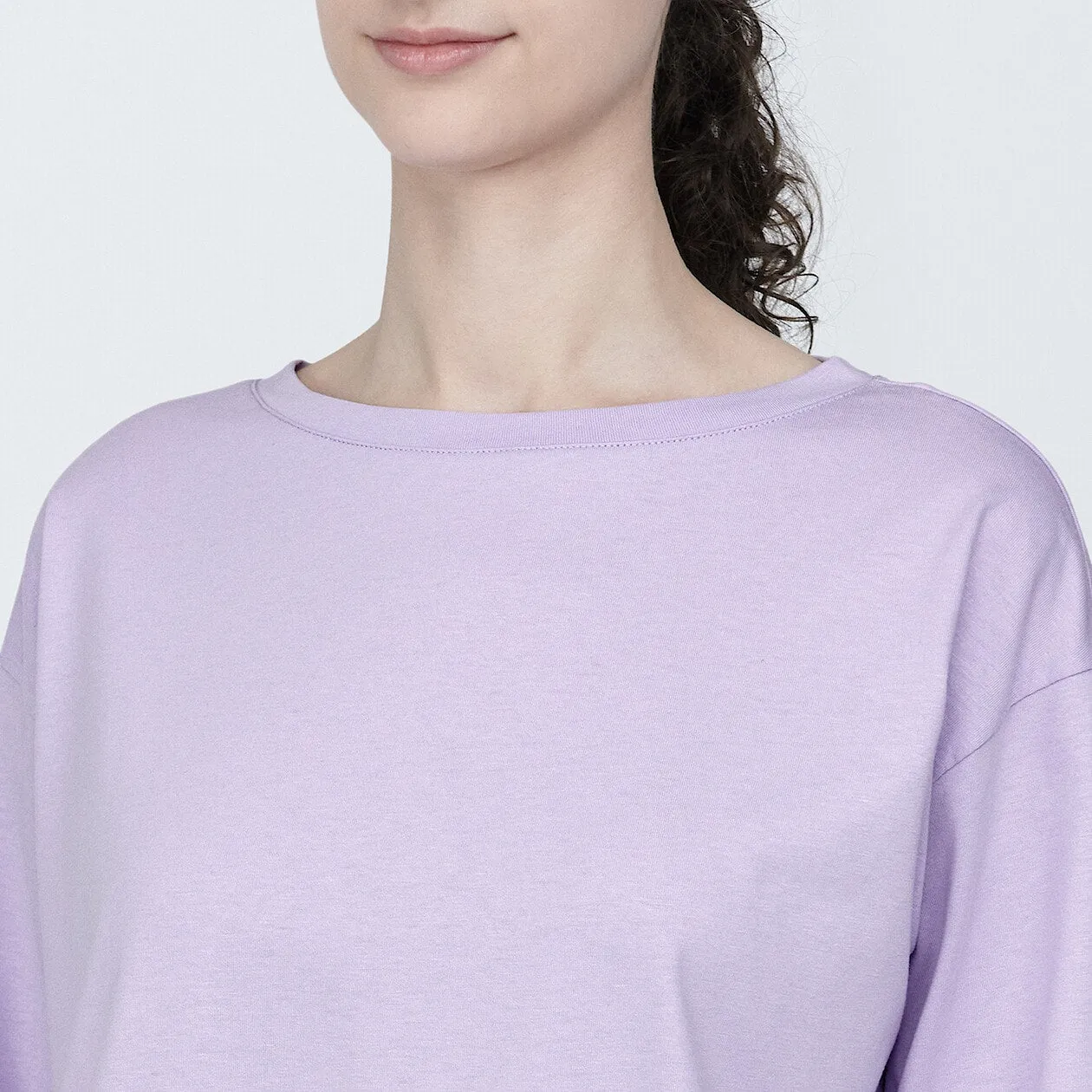 Cotton Jersey Boatneck 3/4 Sleeve T-Shirt