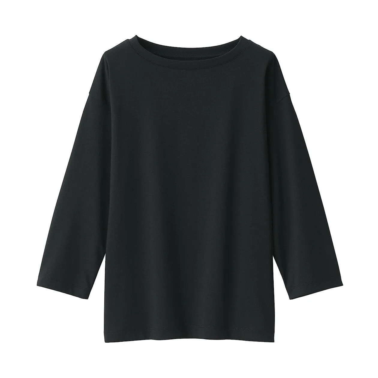 Cotton Jersey Boatneck 3/4 Sleeve T-Shirt