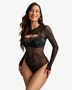 Cut Out Leotard See Through Shirts Sheer Bodysuit