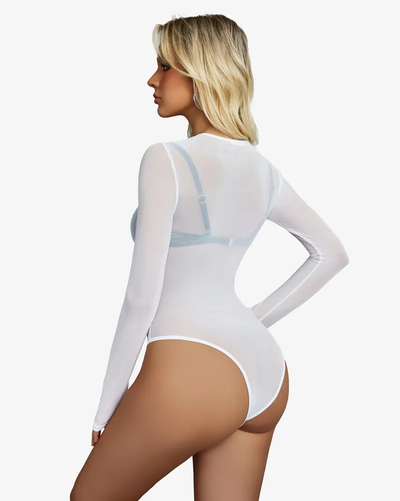 Cut Out Leotard See Through Shirts Sheer Bodysuit