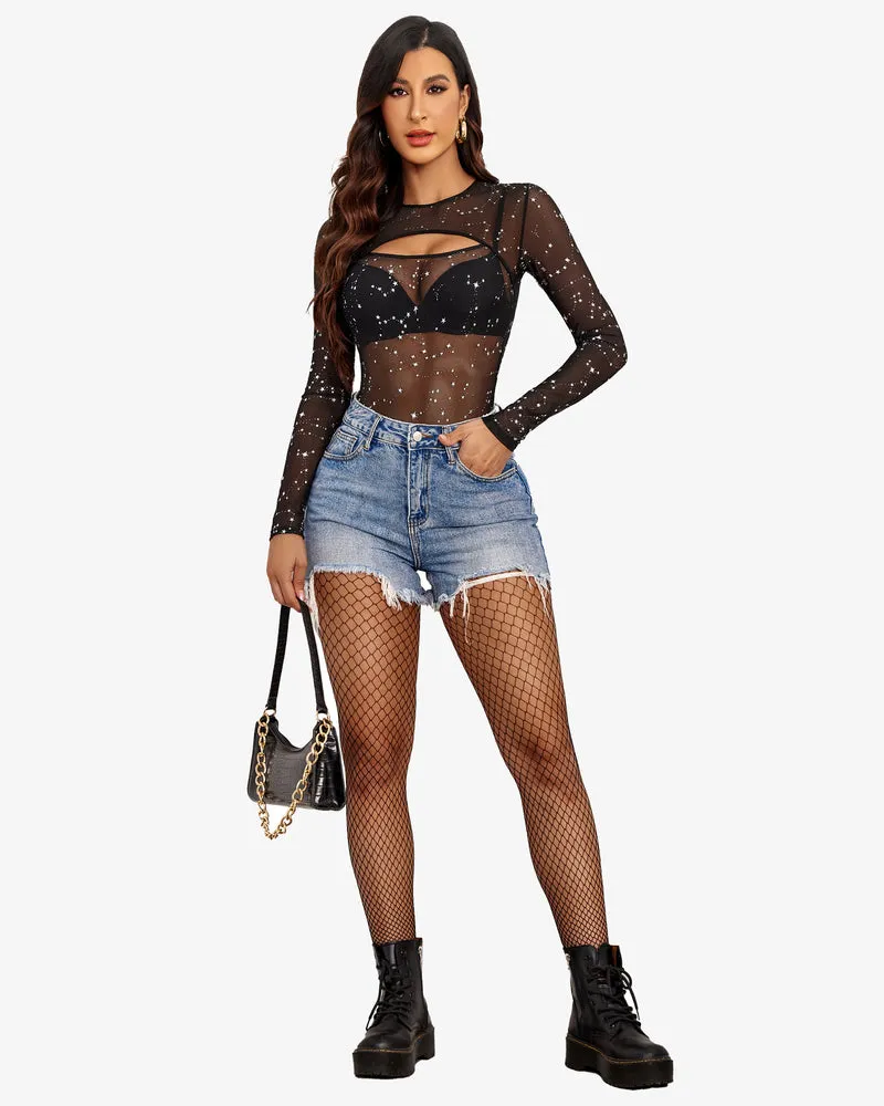 Cut Out Leotard See Through Shirts Sheer Bodysuit