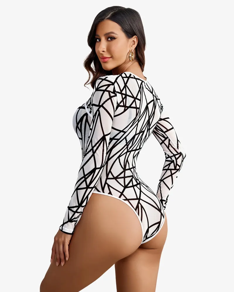 Cut Out Leotard See Through Shirts Sheer Bodysuit