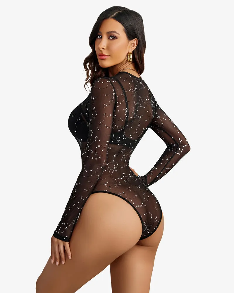 Cut Out Leotard See Through Shirts Sheer Bodysuit