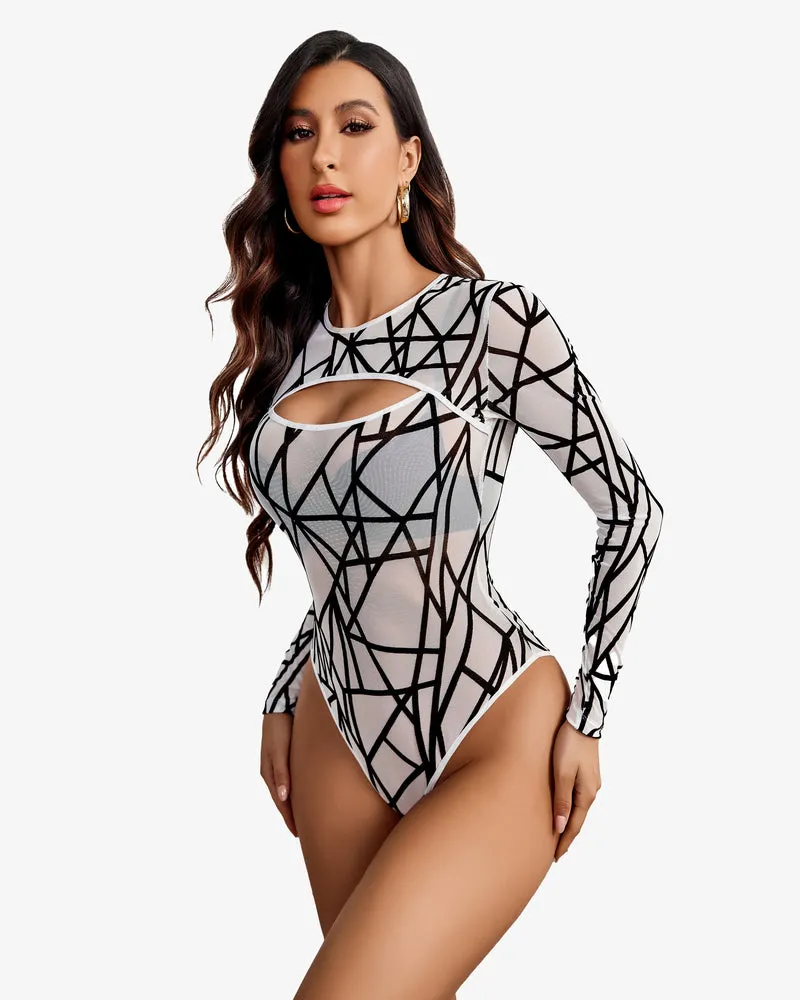 Cut Out Leotard See Through Shirts Sheer Bodysuit