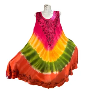 Cute Rayon Tie Dye Dresses Wholesale