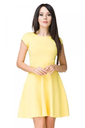 Elegant Flared Cotton Day Dress with Stylish Boat Neckline - Ideal for Spring/Summer