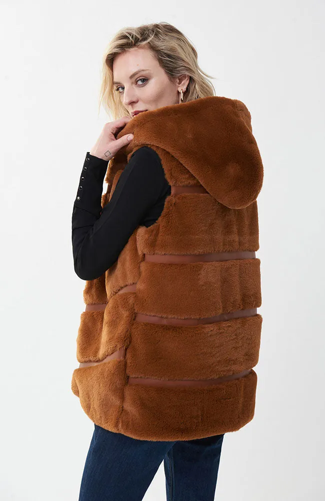 Faux Fur and Leatherette Vest Maple