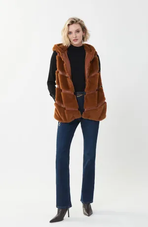 Faux Fur and Leatherette Vest Maple