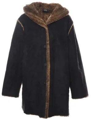 Hooded Black Coat - L