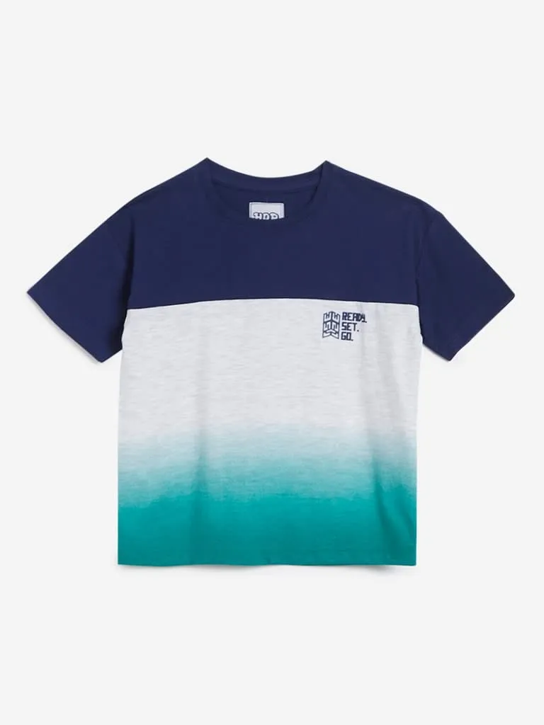 HOP Kids Grey Colour-Blocked T-Shirts