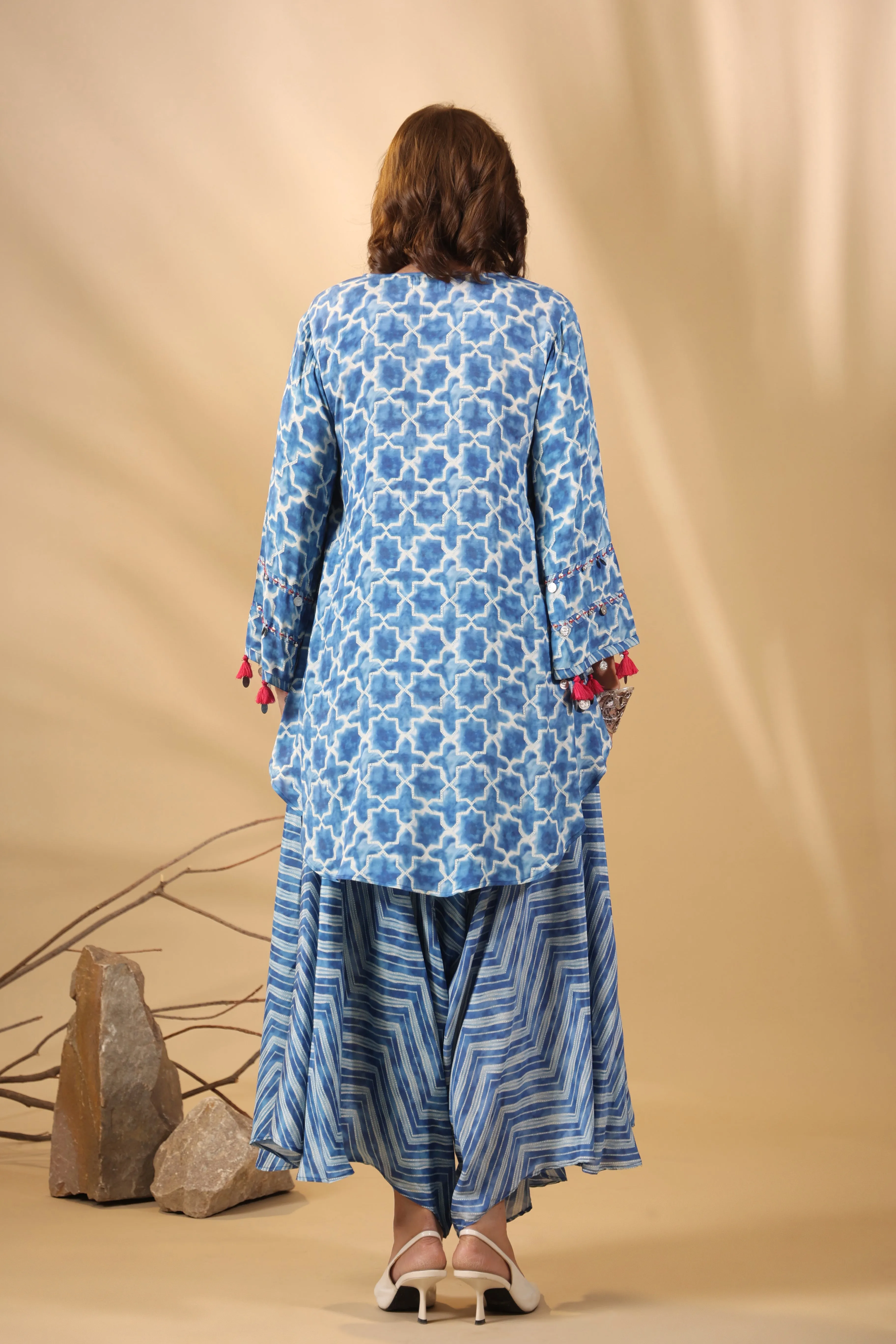 Malhari Blue Muslin Sharvana Co-Ord Set