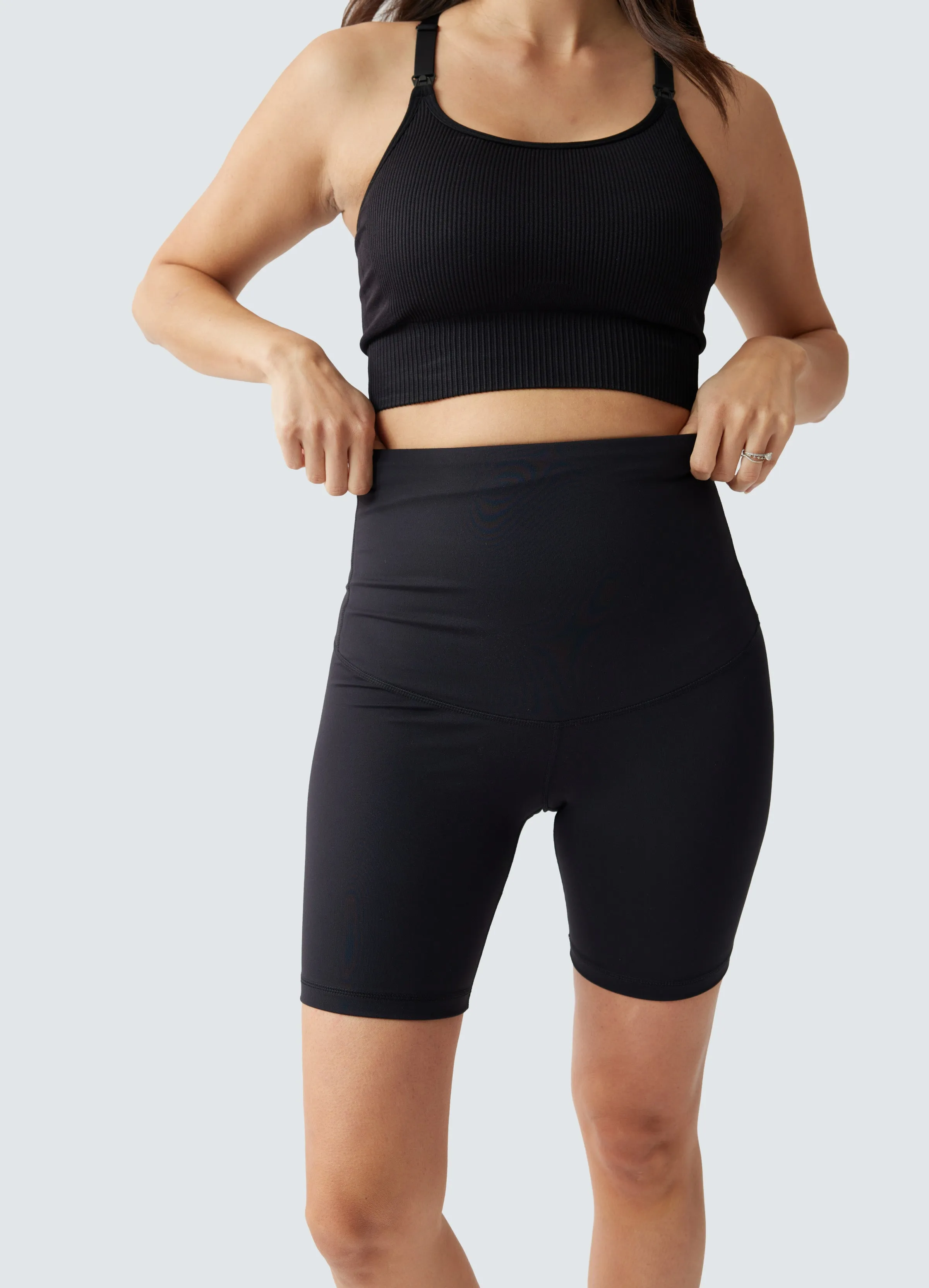 Postpartum Compression Black Bike Short