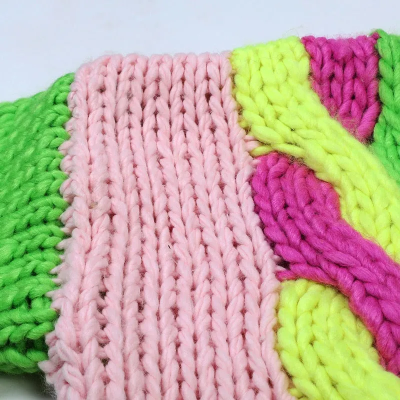 Pre Order:  Colorful Long Sleeved V-Neck Loose Knit Cardigan