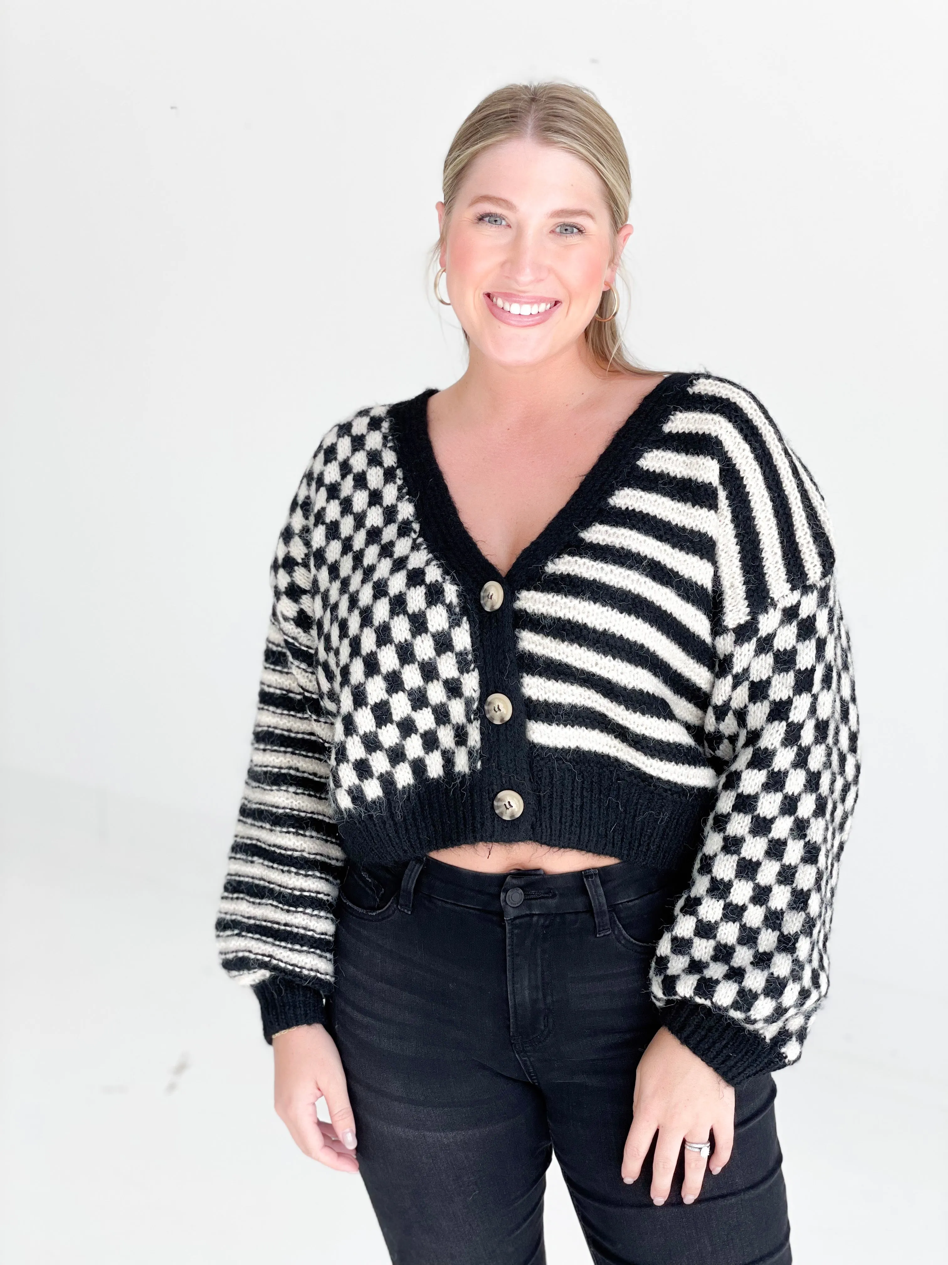 Rook Checkered Cardi - Black