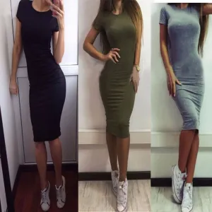 Round Neck Beautiful Stylish Pretty Women's Short-sleeved Dress