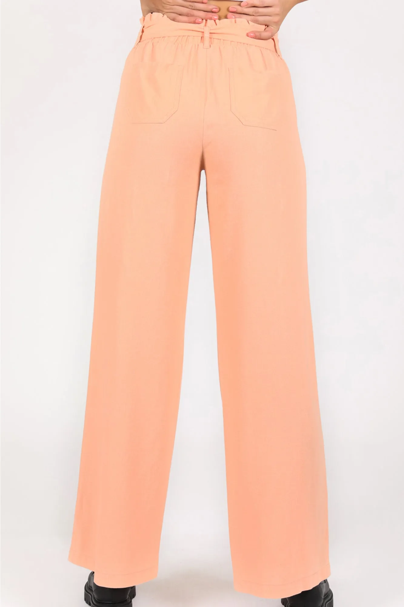 SELF TIE PAPER BAG WIDE LEG - SOFT CORAL