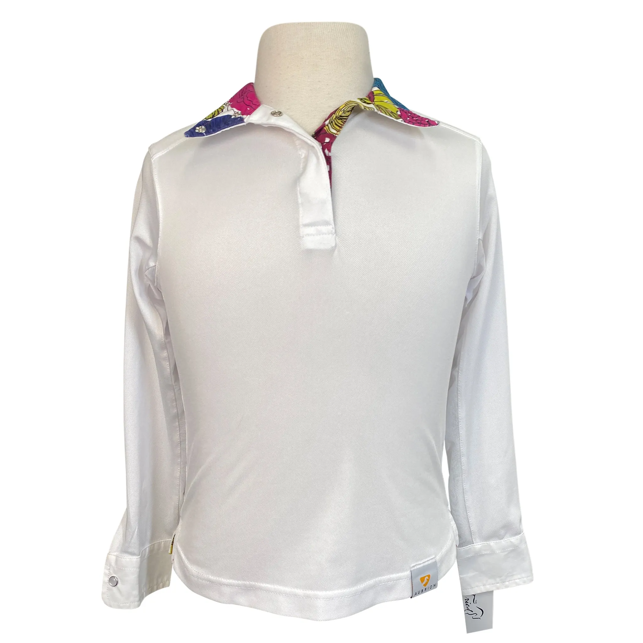 Shires Aubrion Show Shirt in White/Floral - Children's Small