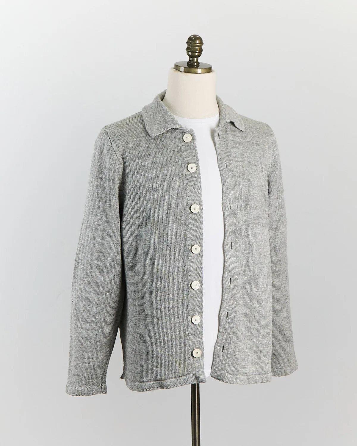 Signature 100% Washed Linen Light Grey Mix Shirt Jacket