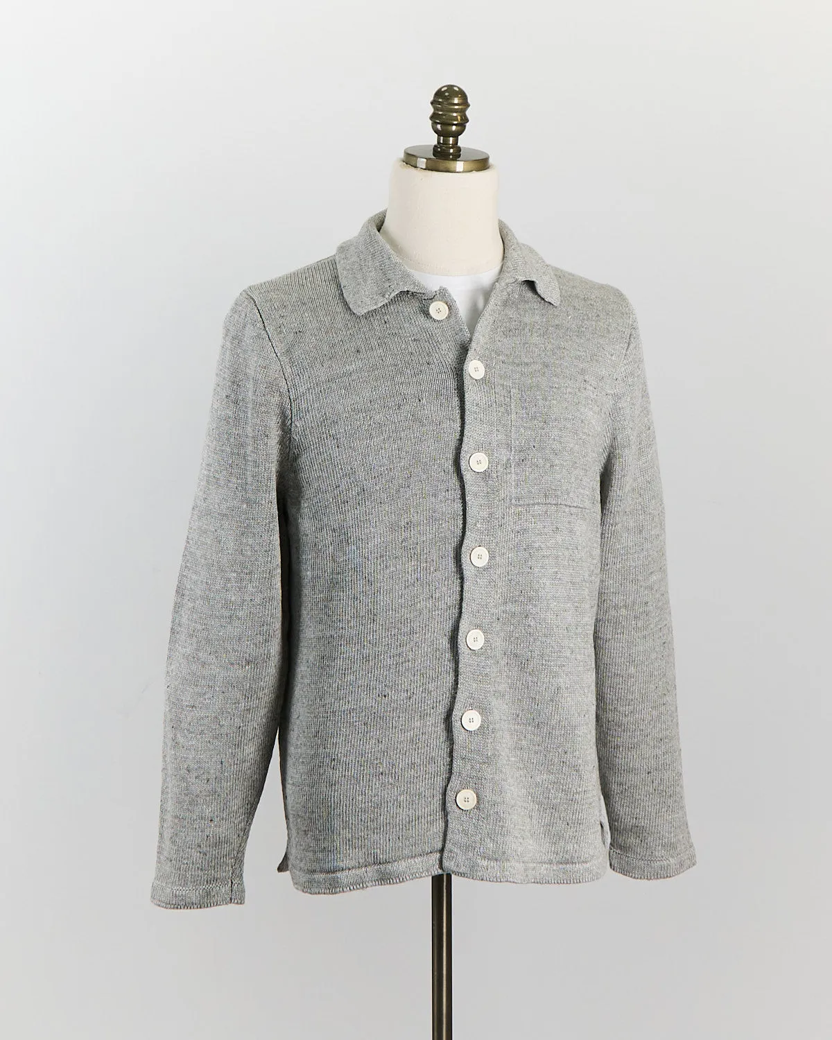 Signature 100% Washed Linen Light Grey Mix Shirt Jacket