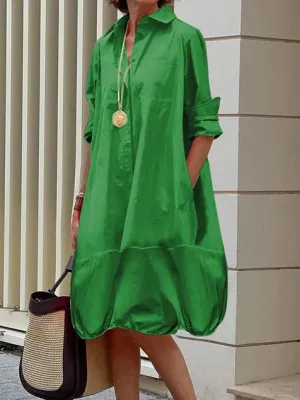 Stylish, Contemporary Women's Dress with Cocoon Shaped Hem & Side Pockets