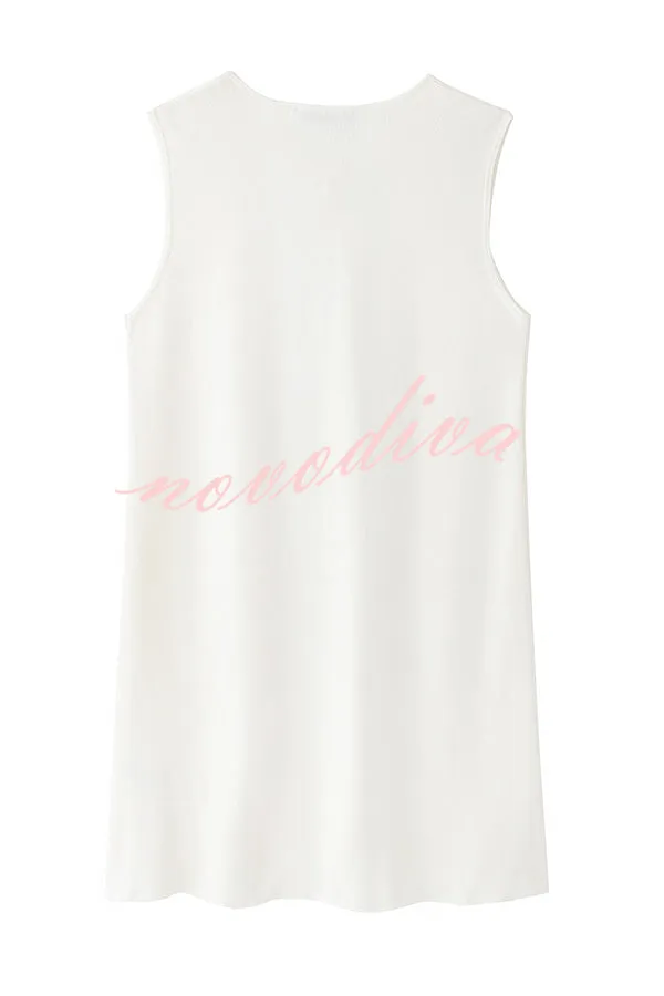 Stylish Contrasting Bow-embellished Pocket Knit Mini Dress