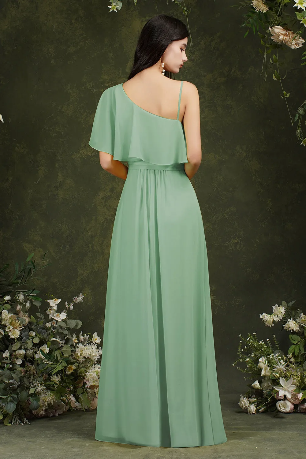 Stylish Split Front One-shoulder Tulle Aline Prom dress
