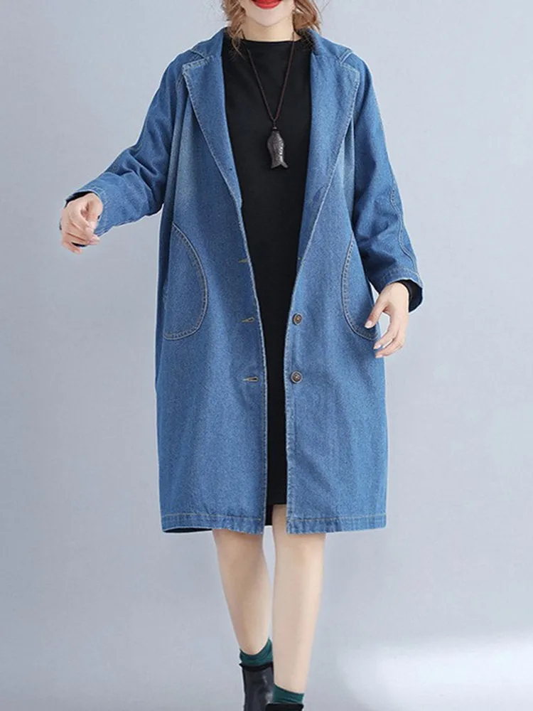 Vintage Suit Collar Denim Coats
